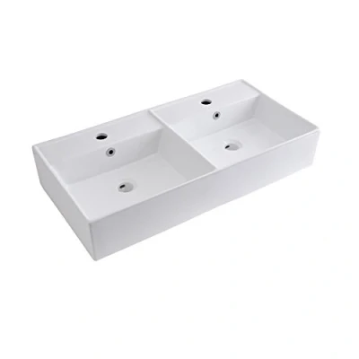Image of Milano Dalton Modern White Ceramic Countertop or Wall Mounted Bathroom Basin Sink 820mm x 420mm