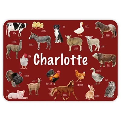 Image of Paper Themes Personalised Placemat for Kids (Farm Animals)