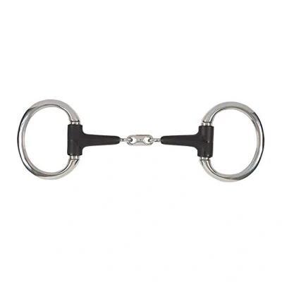 Image of Shires Equikind Plus Eggbutt Peanut Link Bit 4 1/2 inch Silver Black
