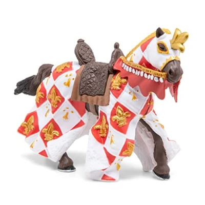 Image of Papo MEDIEVAL FANTASY Tiere 39789 White Horse Fleur de LYS Figurine, Multicolour
