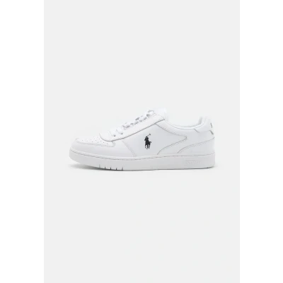 Image of Polo Ralph Lauren TOP LACE Unisex Trainers, Size: 2, White/black leather and imitation