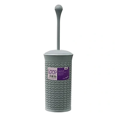 Image of JVL Knit Loop Plastic Toilet Brush and Holder, Grey 40cm x 12cm, One size