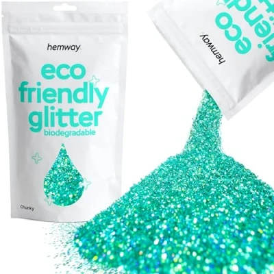 Image of Biodegradable Glitter Turquoise Blue Holographic Eco Friendly Bio Chunky for Face Body Hair Craft Resin Festival Makeup Eyeshadow 100g / 3.5oz
