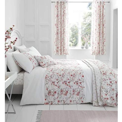 Image of Catherine Lansfield Jasmine Floral Easy Care Double Duvet Set White