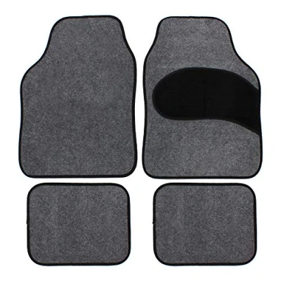 Image of JVL 01 928GY Universal PVC Backed Carpet Car Mat Endurance Set, Grey/Black, 4 Pieces