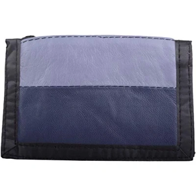 Image of Mens/Boys Tri Fold Leather Wallet/Coin/Money Holder Purple/Navy