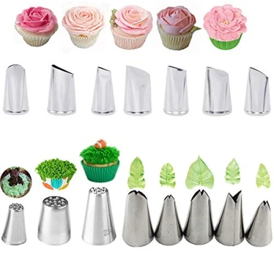 Image of Cake Decorating Tips, Stainless Steel Icing Piping Nozzles for Pastry Fondant Tools (Mixed)
