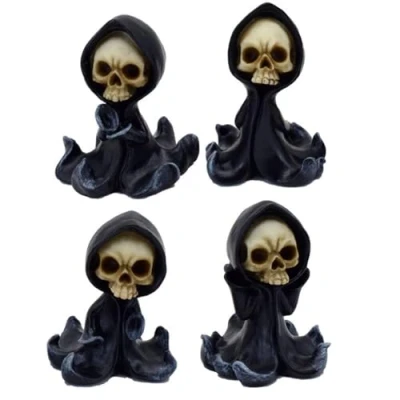 Image of Puckator The Reaper Mini Skull Home Decoration Ornaments Resin Accessories Living Room Human Skeleton Goth Gifts For Men