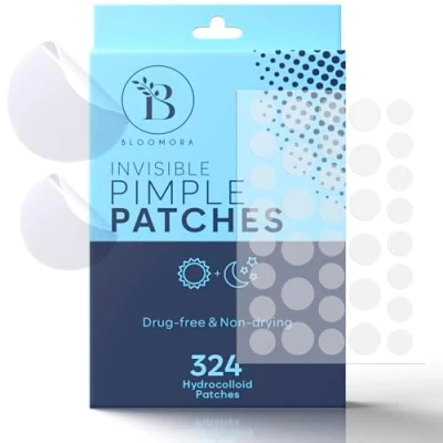 Image of BLOOMORA Invisible Pimple Patches (324 Count), Spot for Acne Treatment, Hydrocolloid Blemishes, Patch Face Care &amp; Body, Remover (S/L)