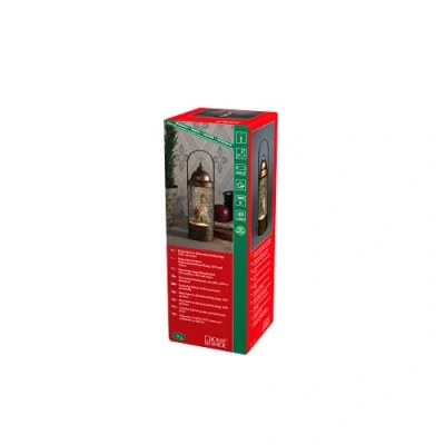 Image of Konstsmide Decorations LED Snow Globe Cylinder/Water Filled/Indoor, 5 Hour Timer/Battery Operated: 3xAA 1.5V (excl.)/Christmas Lantern 1 Warm White Diodes, Brown