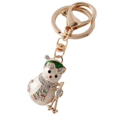 Image of INSTITIZER Christmas Snowman Keychain Rhinestone Key Ring Car Pendant Accessories For Women