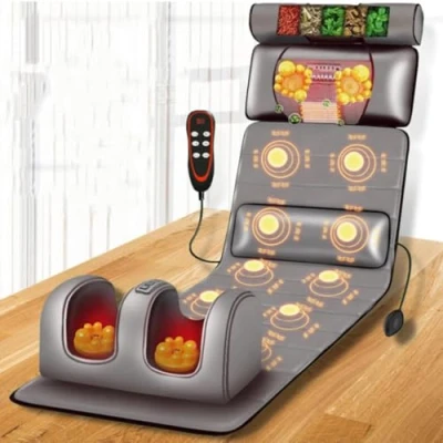 Image of Full Body Massage Mat with Adjustable Pillows Heating Pads, Back Massager Pad for Neck and Muscle Relaxation Massage, Portable &amp; Foldable Design