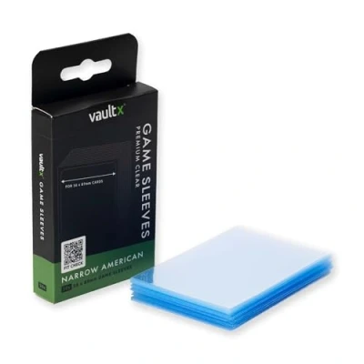 Image of Vault X Narrow American Board Game Sleeves for Cards of 56x87mm Protect, Preserve with Non PVC Anti Static Fitted Sheath (50pcs)