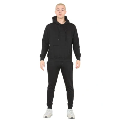 Image of MYT Mens Full Tracksuit Hooded Fleece Sweatshirt Pullover Hoodie Jacket Sweatpants Joggers Black XXL