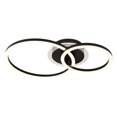 Image of Loretta 2 Ring Integrated LED Semi Flush Ceiling Light Matt Black 2x 2700 6500K