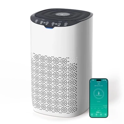 Image of AROEVE Smart Air Purifier for Bedroom Home, 120㎡ Coverage, CADR 300 m3/h, Alexa Voice Control, Quality Sensor, Auto Mode, Quiet 25dB, Filters Pollen/Dust/Pet Hair/Smoke