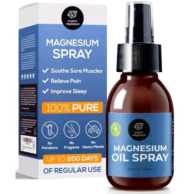 Image of Organic MAGNESIUM® Magnesium Oil Spray 100ml [Natural &amp; Pure] for Feet, Body Sore Muscles Sleep Foot Recovery Pure Zechstein
