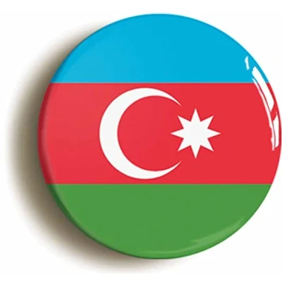 Image of Azerbaijan National Flag Fridge Magnet (Circular 2inch / 50mm Diameter)