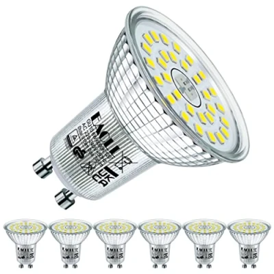 Image of EACLL GU10 LED Bulbs 6W Cool White Light Bulb 6000K Replace 100W RAR16 Halogen, 915 Lumen AC 230V Flicker Free Spotlight, 120 Wide Beam Angle, Non Dimmable Reflector Light, Pack of 6