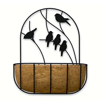 Image of 16 inch Perching Birds Wall Planter with Coco Liner