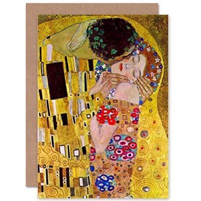 Image of Wee Blue Coo Personalised Greeting Card Gustav Klimt The Kiss Custom