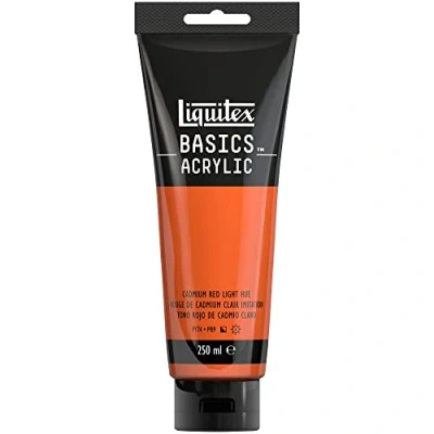 Image of LIQUITEX Basics Acrylic Paint, Cadmium Red Light Hue, 250 ml Tube