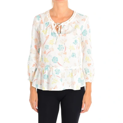 Image of United Colors Of Benetton Womens Long sleeve open collar shirt 5YR55Q945 woman Multicolour Cotton Size X Small