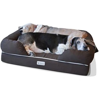 Image of PetFusion Dog Bed Large Sofa Washable Memory Foam Pet Ultimate For Dogs Removable Cover Comfortable Soft with Bolster Medium and Chocolate Brown Large(91 x 71 23cm)
