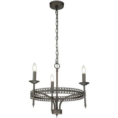 Image of Crown Chandelier 3 Light Iron Finish, E14