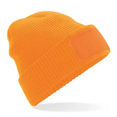 Image of Beechfield Thinsulate™ Patch Beanie Elegant Design Fluorescent Orange