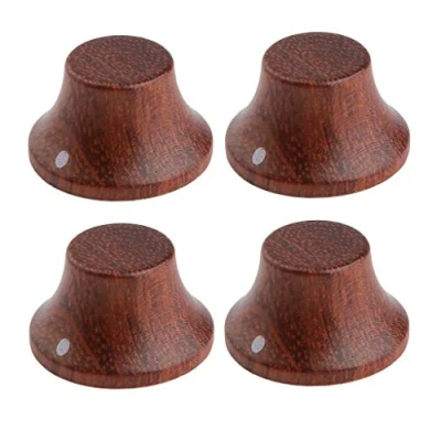 Image of KAISH 4 Pack Wood Knobs LP/Strat Style Bell Guitar Bass Top Hat Knob with Indicator Dot Bubinga