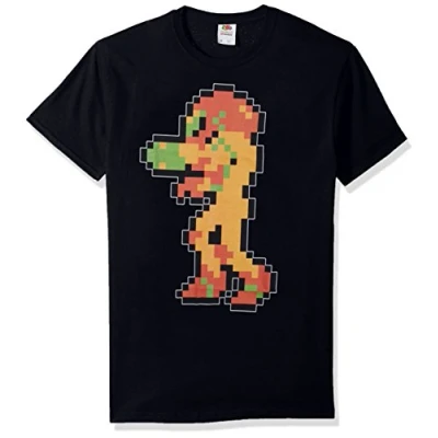 Image of Nintendo Men&#039;s Metroid Graphic Tees Shirt, Black // Samus Pixel, 3XL