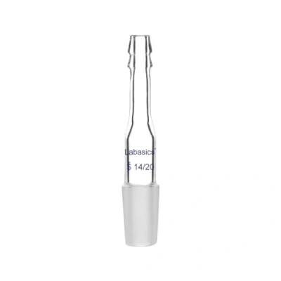 Image of Labasics Glass Straight Inlet Adapter with 14/20 Male Joint and 8mm Hose Connection Lab Glassware