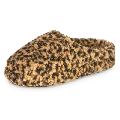 Image of isotoner Women&#039;s Fiona Berber Clog Slipper, Cheetah, 6/7 UK