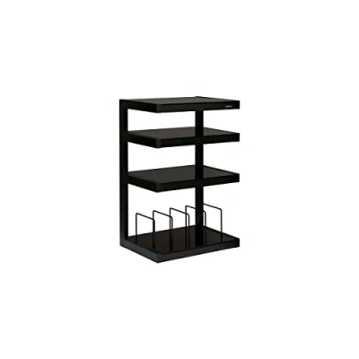 Image of NorStone Esse Hi Fi Vinyl Black Satin Glasses HiFi Cabinet