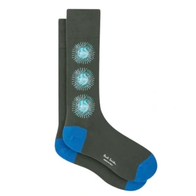 Image of Paul Smith Farid Sun Green Blue Socks. One Size