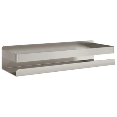 Image of vidaXL Brushed 304 Stainless Steel Shower Shelf Caddy Bathroom/Kitchen Organizer, 30x10x6cm, Silver, Adhesive/Screw Mount, Durable