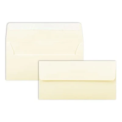 Image of 100 envelopes DIN long vanilla (cream) 110 g m² 11 x 22 cm very dimensionally stable self adhesive quality brand: