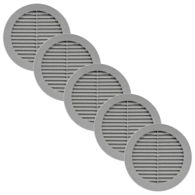 Image of Vent Systems 150 mm / 6&quot; Inch Round Soffit Cover Pack of 5 Gray Louvered Plastic Grill Grille with Screen Mesh HVAC, Ducting, Pipe Air Supply Vents for Bathroom, Kitchen