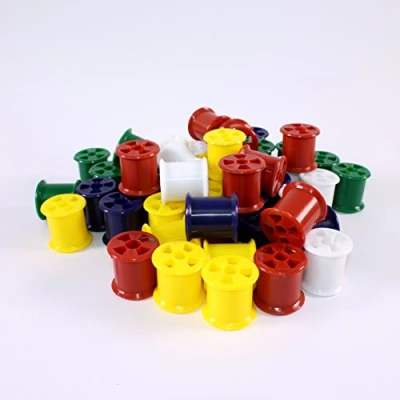 Image of Plastic Coloured Empty Cotton Reels Spools for Kids Crafts &amp; Modelling Pack of 100 by BCreative ®