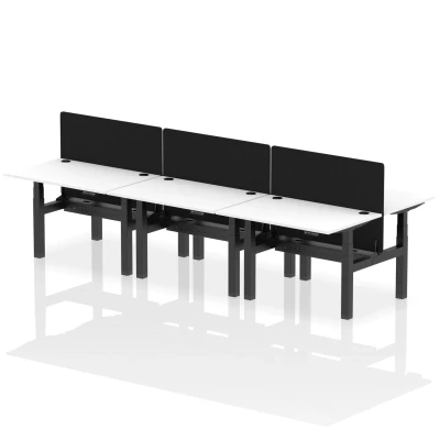Image of Air B2B 1200x800mm Adjustable 6P Bench Desk CP White/Black + Screen