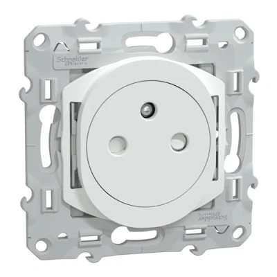 Image of Schneider Electric Ovalis 2P+T 16A flush socket automatic terminals white S320052