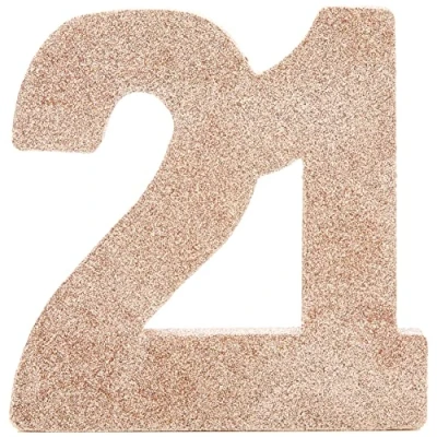 Image of Number 21 Glitter Table Decoration Rose Gold Centrepiece Decorations 21st Birthday Pack of 1 20cm H122