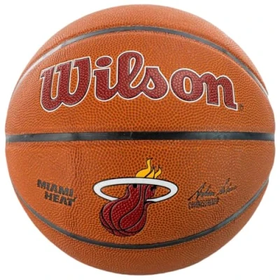 Image of Wilson Basketball, Team Alliance Model, MIAMI HEAT, Indoor/Outdoor, Mixed Leather, Size: 7
