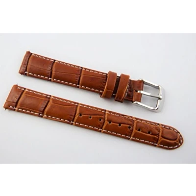 Image of 12mmLadies Genuine Leather Mock Croc Watch Strap Band Crocodile Padded SS Buckle Tan/White