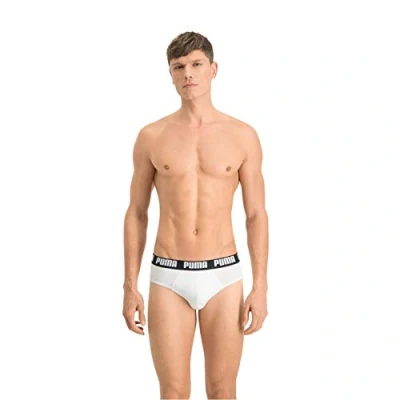 Image of PUMA Men&#039;s Brief, White/Black, XL (Pack of 2)