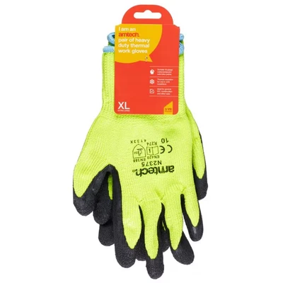 Image of Amtech N2375, Hi Vis Yellow Thermal Work Gloves XL (Size 10), Certified Quality for Heavy Duty Tasks