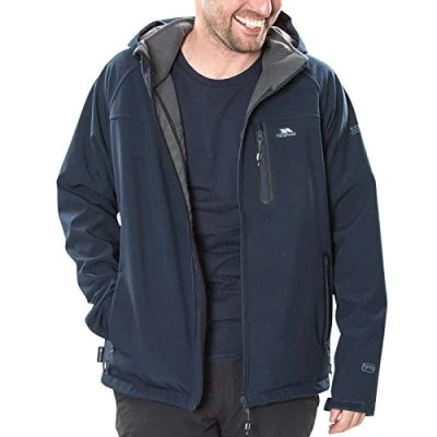 Image of Trespass Men&#039;s Accelerator II Waterproof Softshell Jacket with Removable Hood, Navy, 2X Small