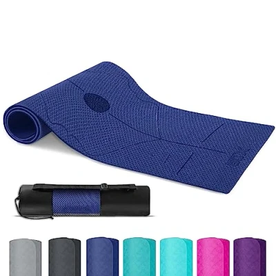 Image of XN8 TPE Yoga Mat 6mm Thick Non Slip Eco Friendly Exercise for Gym Pilates Workout Exercises Aerobic Planks with Carrying Strap 183cm X 63cm 0.6cm Blue