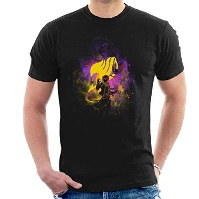 Image of Fairy Tail Natsu Dragneel Silhouette Men&#039;s T Shirt Black